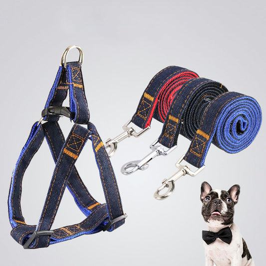 Denim Leash, Collar & Harness